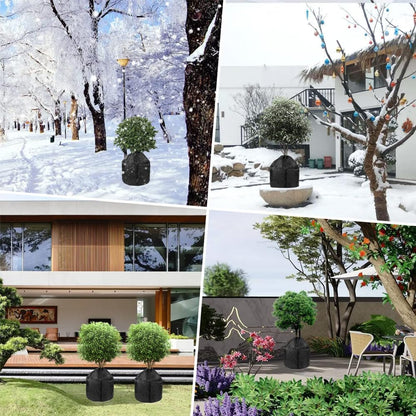 Winter Plant Pot Covers Freeze Protection, 25.6'' x 27.5'' Reusable Garden Plant Protector for Small Trees and Shrubs (1 PC Black)