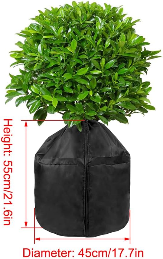 Winter Plant Pot Covers Freeze Protection, 25.6'' x 27.5'' Reusable Garden Plant Protector for Small Trees and Shrubs (1 PC Black)