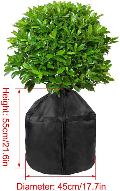 Winter Plant Pot Covers Freeze Protection, 25.6'' x 27.5'' Reusable Garden Plant Protector for Small Trees and Shrubs (1 PC Black)