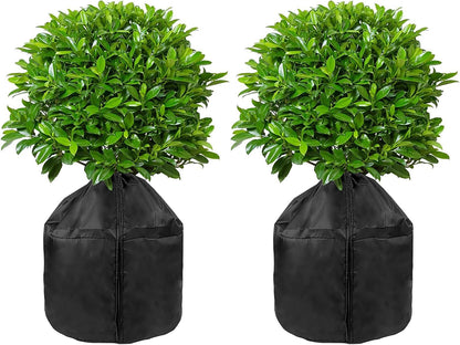 Winter Plant Pot Covers Freeze Protection, 25.6'' x 27.5'' Reusable Garden Plant Protector for Small Trees and Shrubs (1 PC Black)