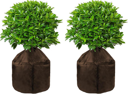 Winter Plant Pot Covers Freeze Protection, 25.6'' x 27.5'' Reusable Garden Plant Protector for Small Trees and Shrubs (1 PC Black)