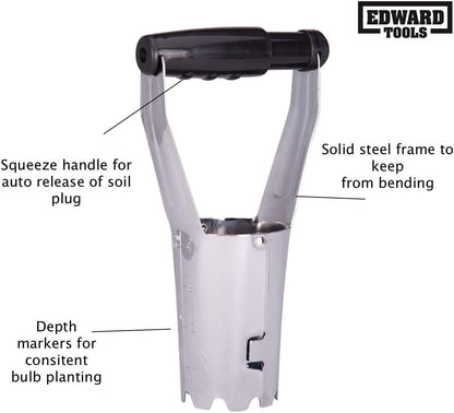 Bulb Planter - Bend Free Tool for Planting Bulbs, Depth Marker for More consistent Planting Tulips, Daffodils, Dahlias (Assorted)