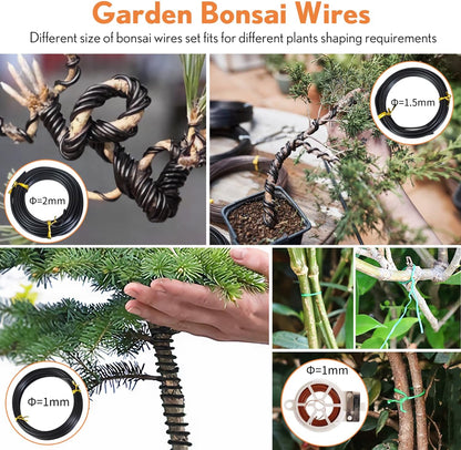 Bonsai Tools Kit 20 Pcs Garden Tools Set for Beginner, Gardening Gift for Women Men, Includes Bonsai Wire Kit, Plant Mat, Pruning Shears, Bonsai Scissors, Succulent Tools in Leather Storage Bag
