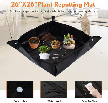 Bonsai Tools Kit 20 Pcs Garden Tools Set for Beginner, Gardening Gift for Women Men, Includes Bonsai Wire Kit, Plant Mat, Pruning Shears, Bonsai Scissors, Succulent Tools in Leather Storage Bag