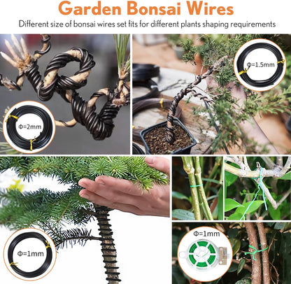 Bonsai Tools Kit 20 Pcs Garden Tools Set for Beginner, Gardening Gift for Women Men, Includes Bonsai Wire Kit, Plant Mat, Pruning Shears, Bonsai Scissors, Succulent Tools in Leather Storage Bag