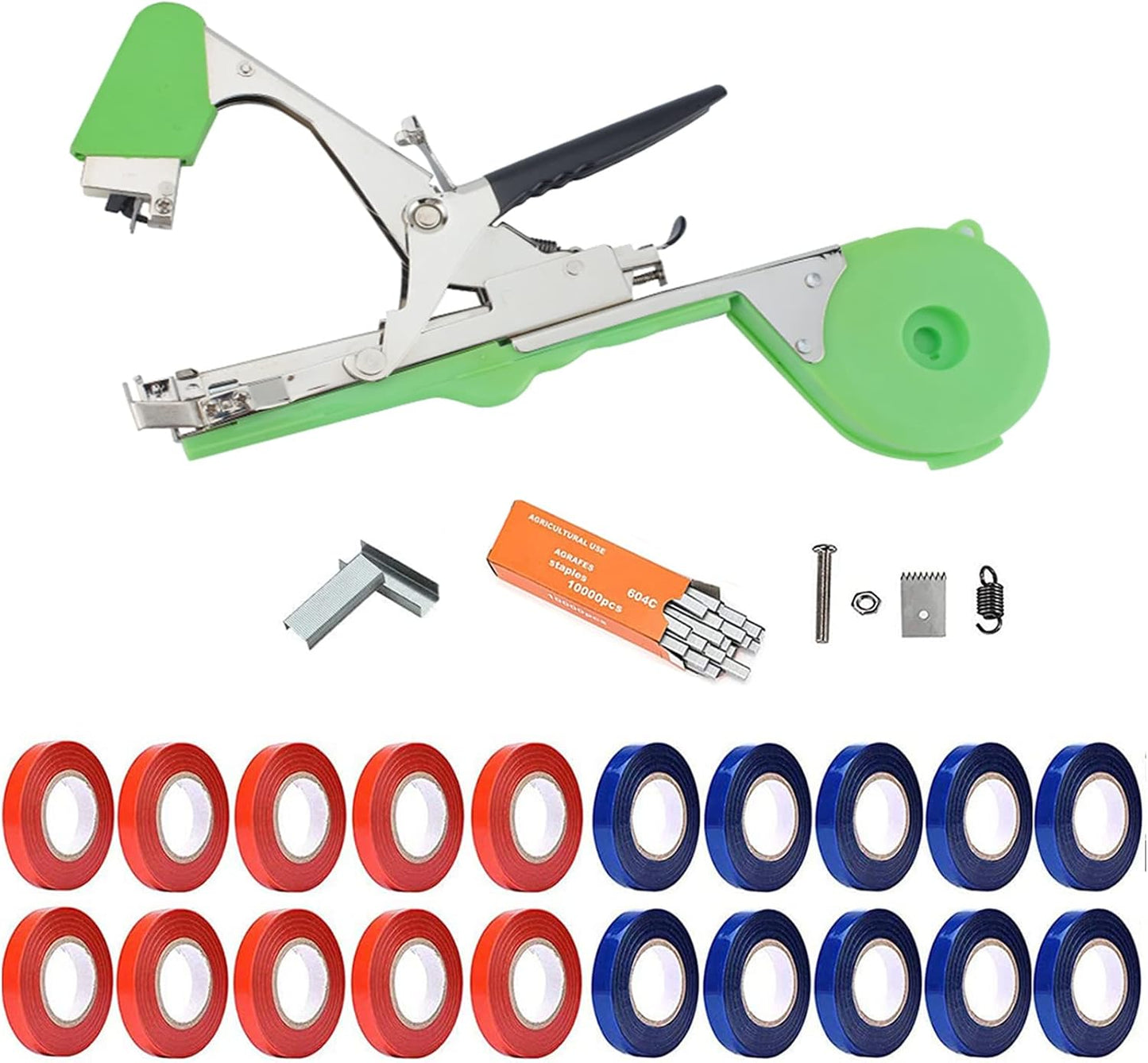Plant Tying Machine,Plant Vine Tying Machine Tool with 10000pcs Staples 20 Rolls Tape Plant Tape Gun for Grapes,Raspberries,Tomatoes,and Vining Vegetables Tying Tool （Black）