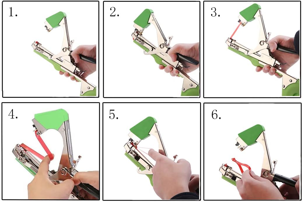 Plant Tying Machine,Plant Vine Tying Machine Tool with 10000pcs Staples 20 Rolls Tape Plant Tape Gun for Grapes,Raspberries,Tomatoes,and Vining Vegetables Tying Tool （Black）