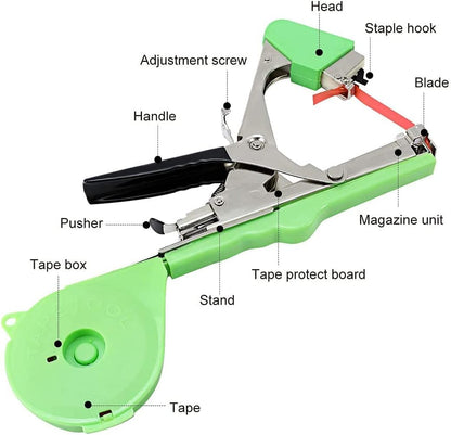 Plant Tying Machine,Plant Vine Tying Machine Tool with 10000pcs Staples 20 Rolls Tape Plant Tape Gun for Grapes,Raspberries,Tomatoes,and Vining Vegetables Tying Tool （Black）