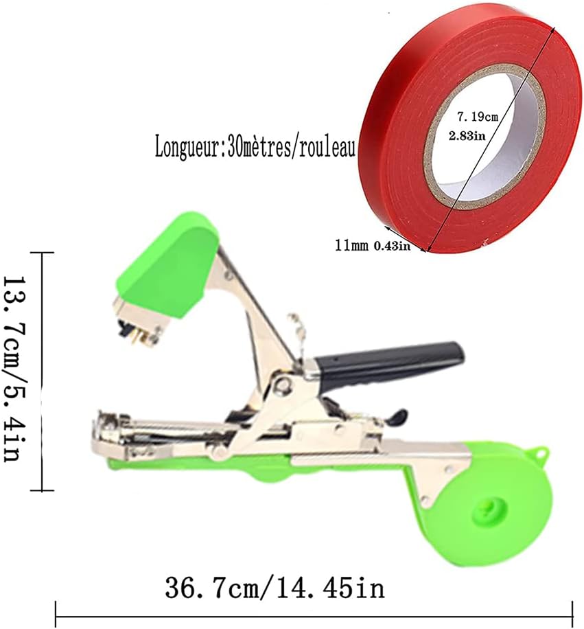 Plant Tying Machine,Plant Vine Tying Machine Tool with 10000pcs Staples 20 Rolls Tape Plant Tape Gun for Grapes,Raspberries,Tomatoes,and Vining Vegetables Tying Tool （Black）