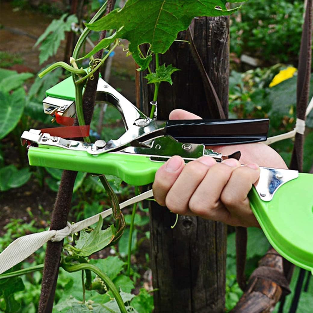 Plant Tying Machine,Plant Vine Tying Machine Tool with 10000pcs Staples 20 Rolls Tape Plant Tape Gun for Grapes,Raspberries,Tomatoes,and Vining Vegetables Tying Tool （Black）