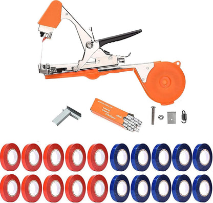 Plant Tying Machine,Plant Vine Tying Machine Tool with 10000pcs Staples 20 Rolls Tape Plant Tape Gun for Grapes,Raspberries,Tomatoes,and Vining Vegetables Tying Tool （Black）