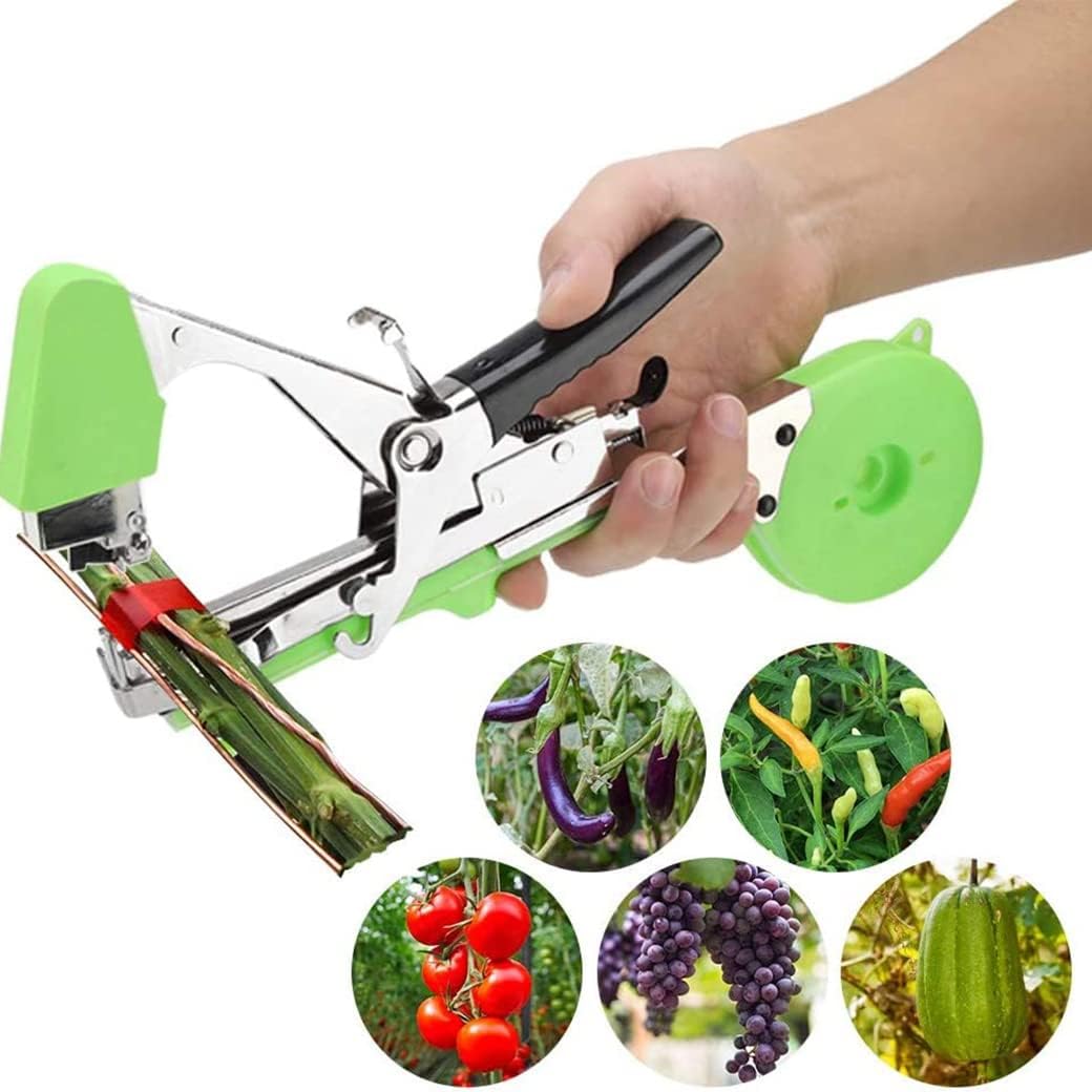 Plant Tying Machine,Plant Vine Tying Machine Tool with 10000pcs Staples 20 Rolls Tape Plant Tape Gun for Grapes,Raspberries,Tomatoes,and Vining Vegetables Tying Tool （Black）