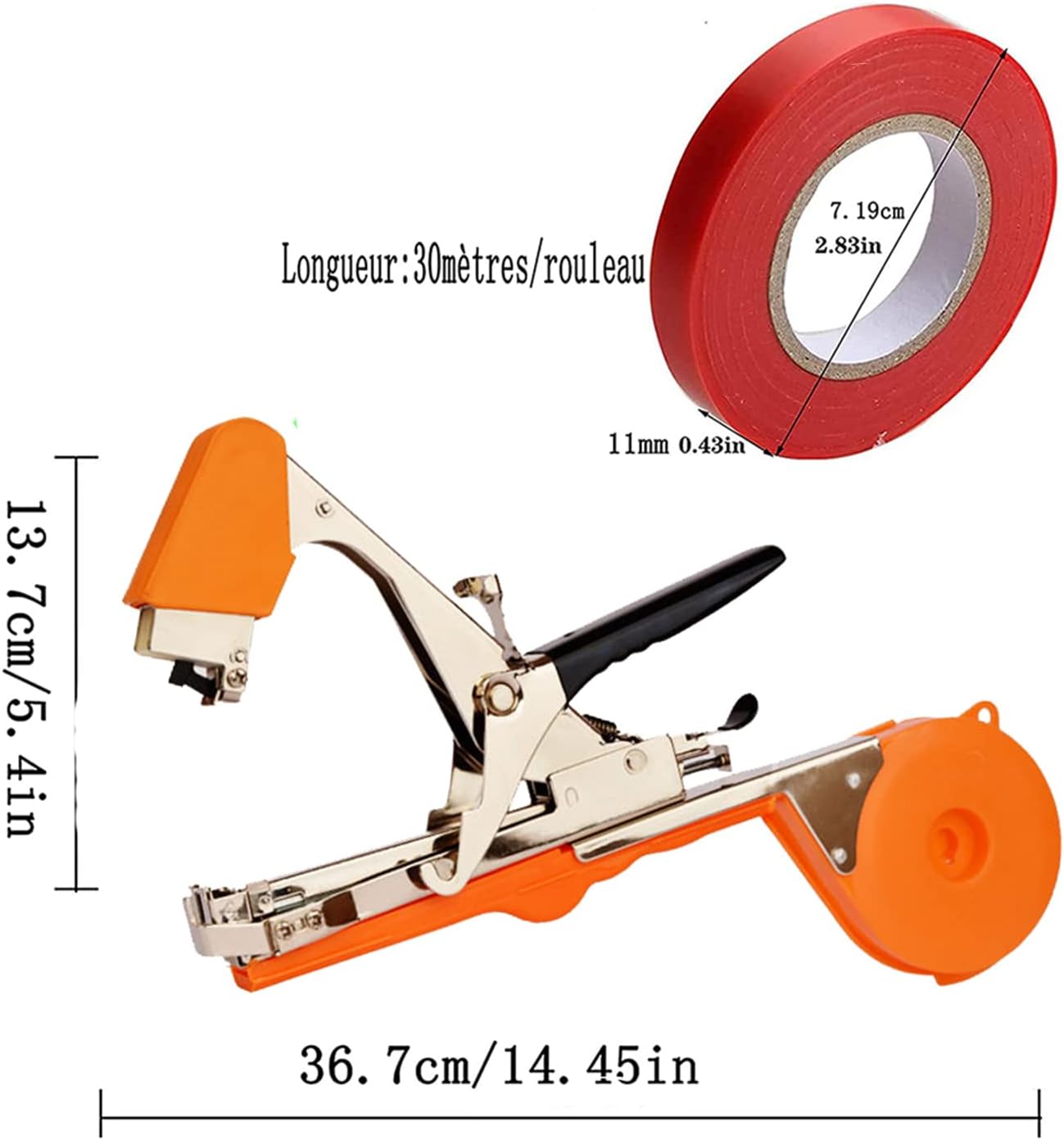 Plant Tying Machine,Plant Vine Tying Machine Tool with 10000pcs Staples 20 Rolls Tape Plant Tape Gun for Grapes,Raspberries,Tomatoes,and Vining Vegetables Tying Tool （Black）