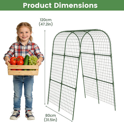 Cucumber Trellis, Metal Garden Arch Trellis for Raised Bed, 48 x 48inch U-Shape Garden Trellis for Climbing Plants Outdoor, Vegetables Fruit Plant Support with Netting, Gardening Supplies (Green)
