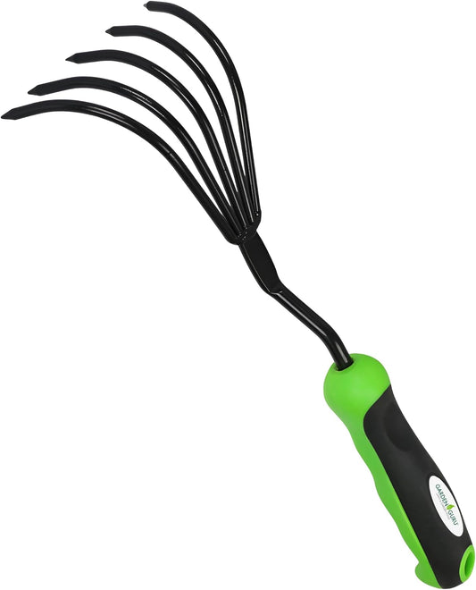 Hand Rake Cultivator Claw Soil Tiller with Ergonomic Handle - Military Grade Steel & Rust Resistant - 5 Tine Japanese Ninja Claw - Perfect Pulverized and Aerated Soil