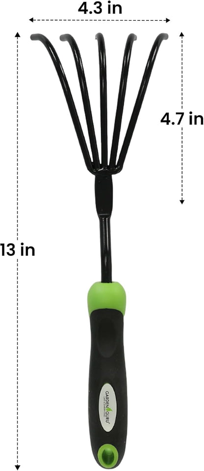 Hand Rake Cultivator Claw Soil Tiller with Ergonomic Handle - Military Grade Steel & Rust Resistant - 5 Tine Japanese Ninja Claw - Perfect Pulverized and Aerated Soil