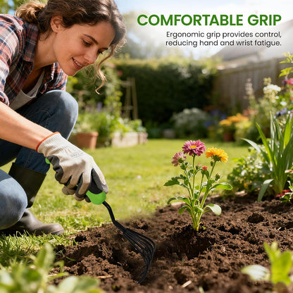 Hand Rake Cultivator Claw Soil Tiller with Ergonomic Handle - Military Grade Steel & Rust Resistant - 5 Tine Japanese Ninja Claw - Perfect Pulverized and Aerated Soil