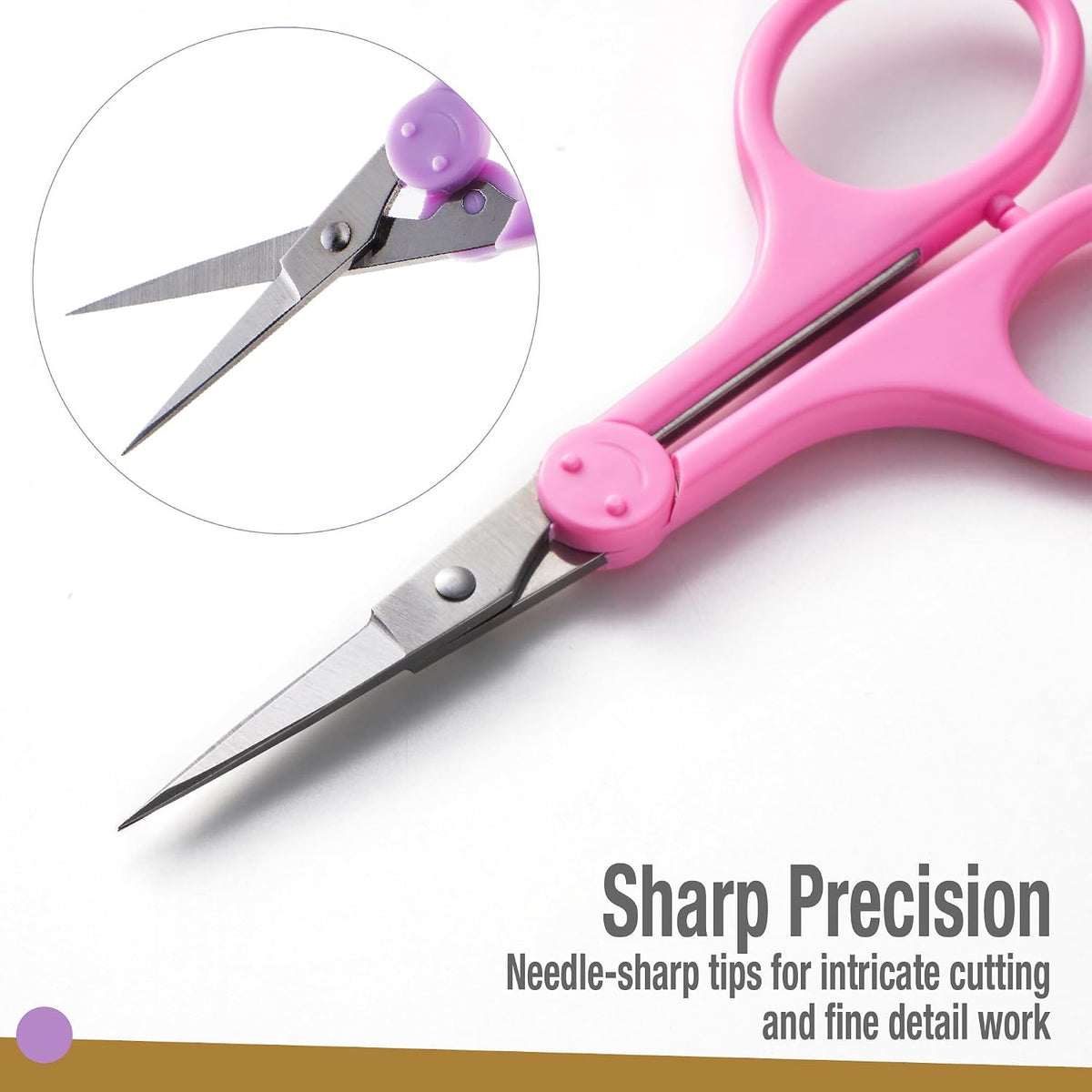 High Precision Detail Scissors Set (2-Pc) Sharp, Fine Tips | Paper Cutting, Scrapbooking, Sewing, Crafting | Stainless Steel | Protective Cover (Pastel)