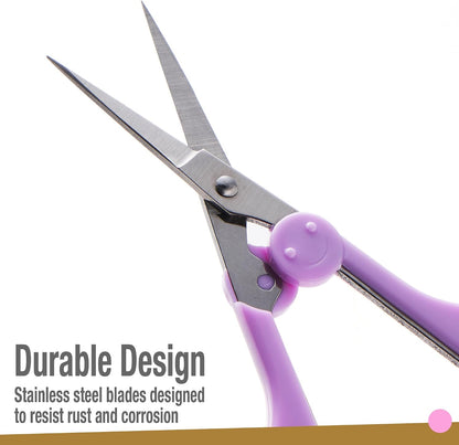 High Precision Detail Scissors Set (2-Pc) Sharp, Fine Tips | Paper Cutting, Scrapbooking, Sewing, Crafting | Stainless Steel | Protective Cover (Pastel)