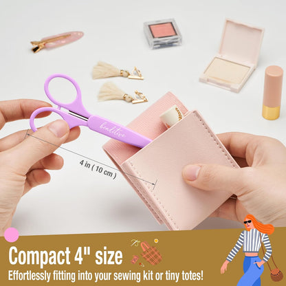 High Precision Detail Scissors Set (2-Pc) Sharp, Fine Tips | Paper Cutting, Scrapbooking, Sewing, Crafting | Stainless Steel | Protective Cover (Pastel)