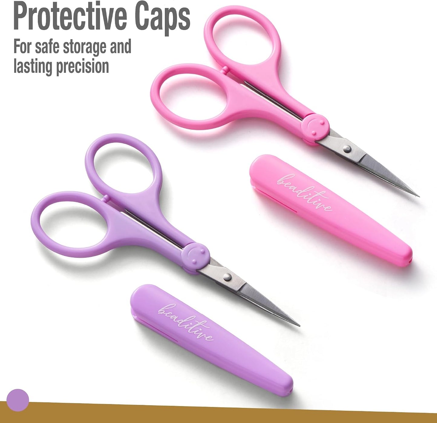 High Precision Detail Scissors Set (2-Pc) Sharp, Fine Tips | Paper Cutting, Scrapbooking, Sewing, Crafting | Stainless Steel | Protective Cover (Pastel)