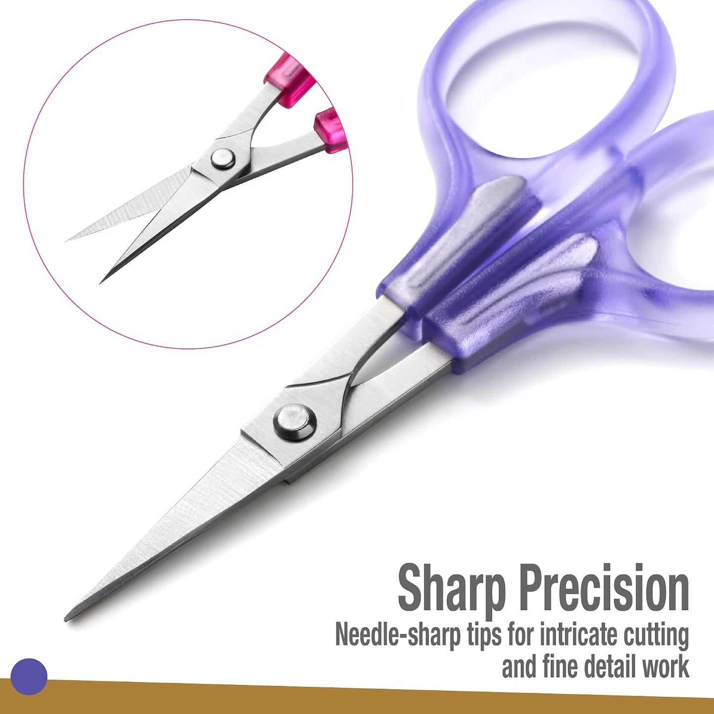 High Precision Detail Scissors Set (2-Pc) Sharp, Fine Tips | Paper Cutting, Scrapbooking, Sewing, Crafting | Stainless Steel | Protective Cover (Pastel)