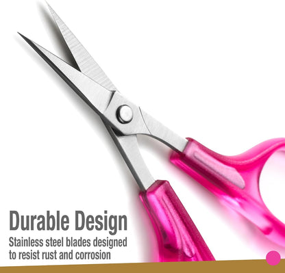 High Precision Detail Scissors Set (2-Pc) Sharp, Fine Tips | Paper Cutting, Scrapbooking, Sewing, Crafting | Stainless Steel | Protective Cover (Pastel)