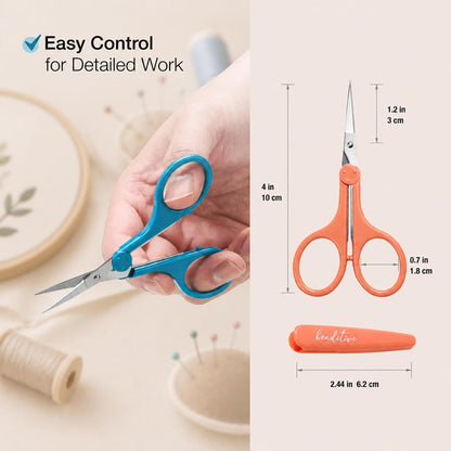 High Precision Detail Scissors Set (2-Pc) Sharp, Fine Tips | Paper Cutting, Scrapbooking, Sewing, Crafting | Stainless Steel | Protective Cover (Pastel)