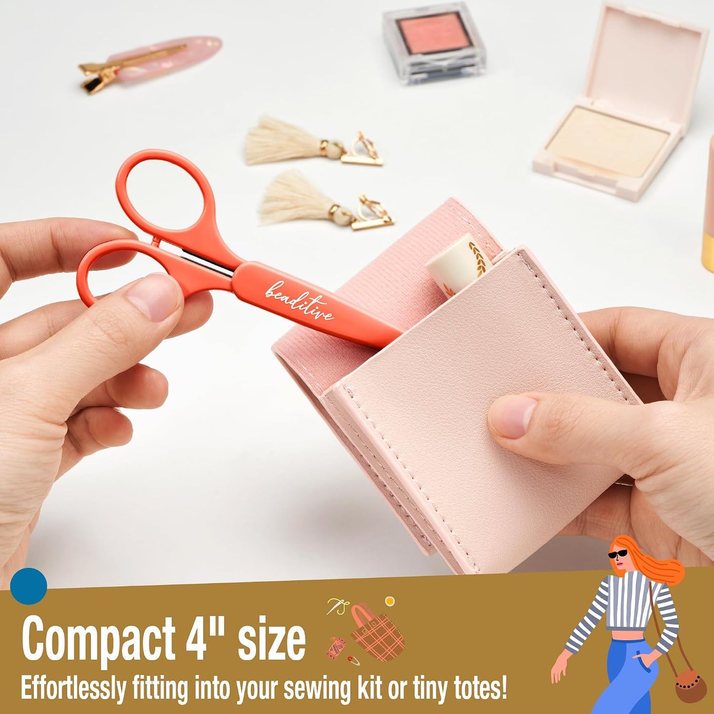 High Precision Detail Scissors Set (2-Pc) Sharp, Fine Tips | Paper Cutting, Scrapbooking, Sewing, Crafting | Stainless Steel | Protective Cover (Pastel)
