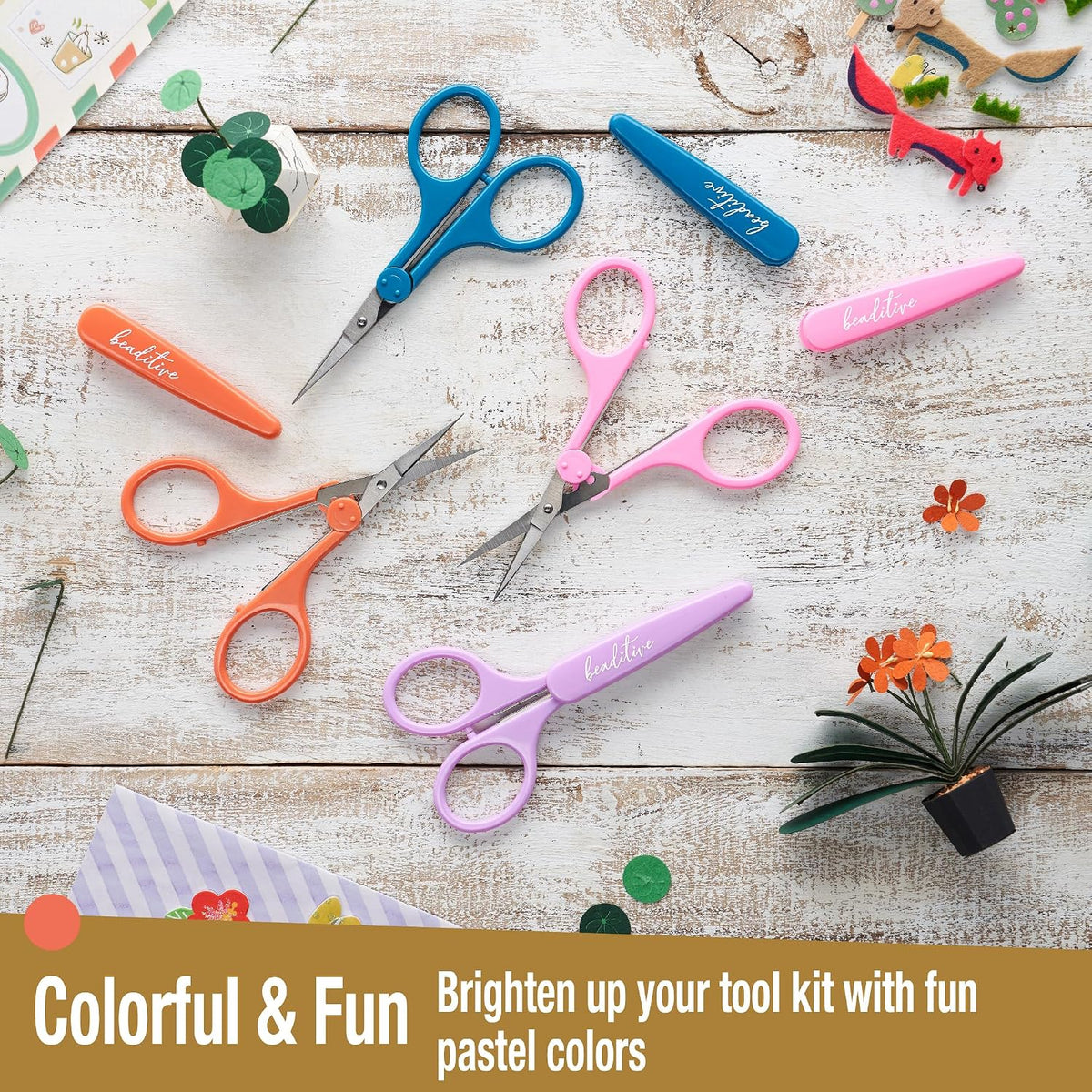 High Precision Detail Scissors Set (2-Pc) Sharp, Fine Tips | Paper Cutting, Scrapbooking, Sewing, Crafting | Stainless Steel | Protective Cover (Pastel)