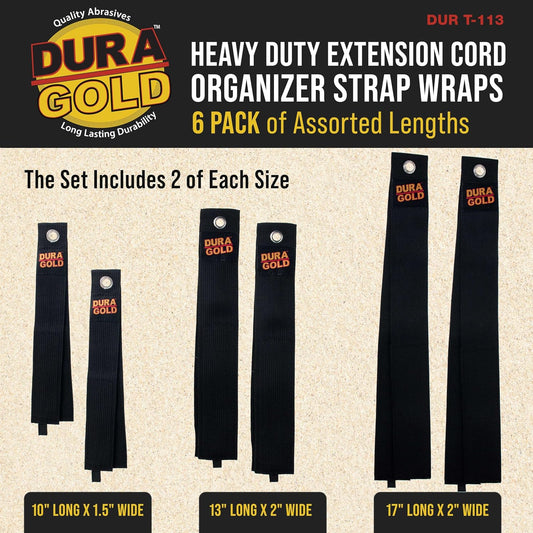 Heavy Duty Extension Cord Organizer Strap Wraps, 6 Pack of Assorted Lengths - Storage Strap Holder for Cords, Hoses, Rope, Cables, Tools - Wall Hanger, Garage Organization Indoors & Outdoors