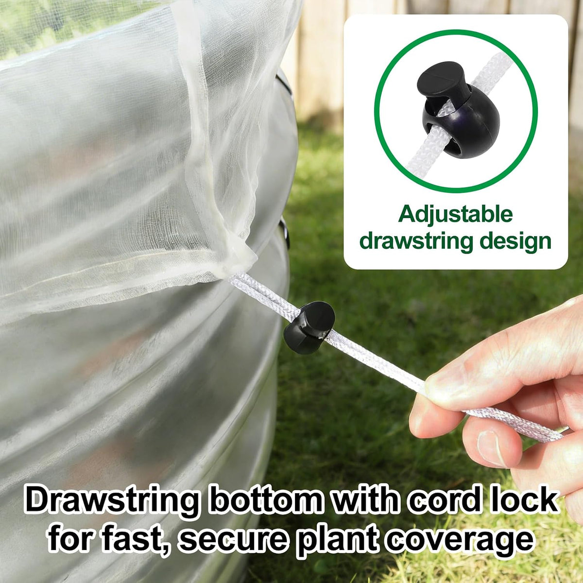 2 Pack Garden Netting for Raised Beds, Fits 2 ft Dia x 1 ft H Round Beds