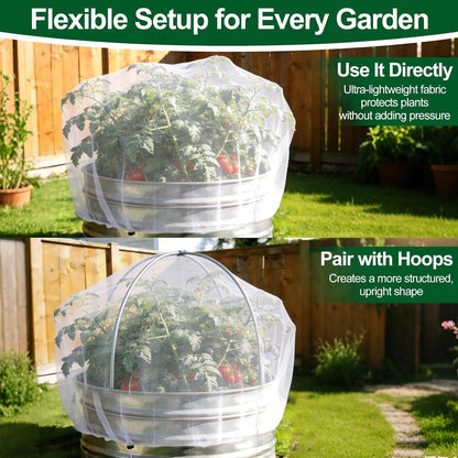 2 Pack Garden Netting for Raised Beds, Fits 2 ft Dia x 1 ft H Round Beds