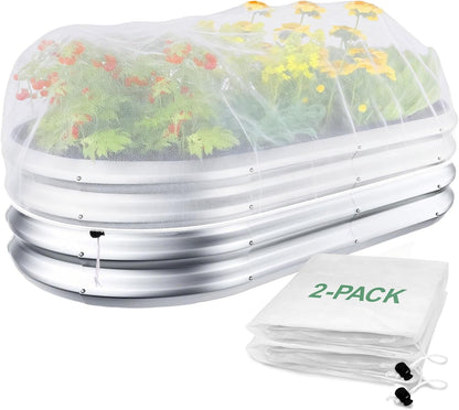 2 Pack Garden Netting for Raised Beds, Fits 2 ft Dia x 1 ft H Round Beds