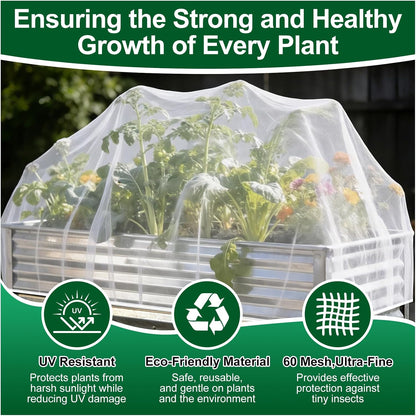 2 Pack Garden Netting for Raised Beds, Fits 2 ft Dia x 1 ft H Round Beds