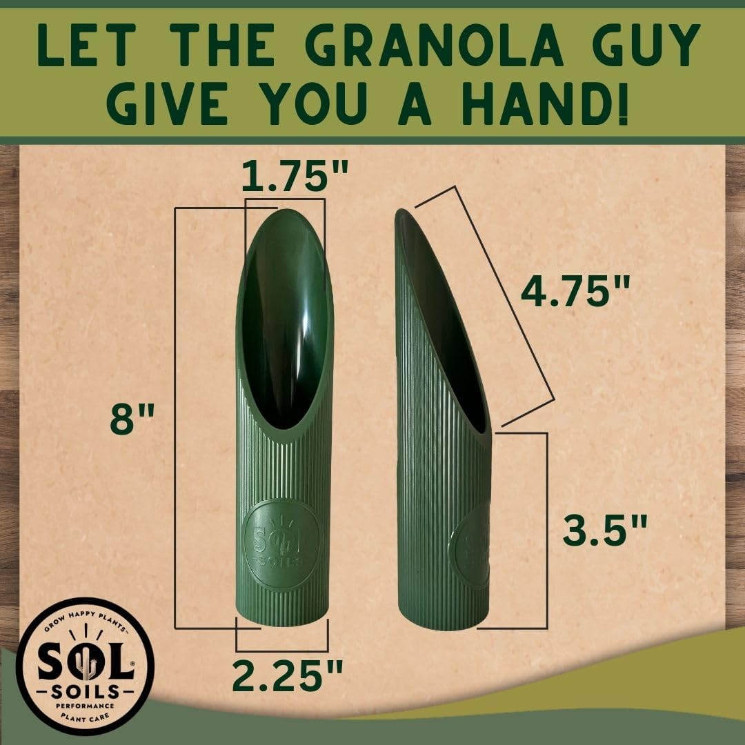 Granola Guy’s Scrumptious 8" Small Scoop for Transplanting, Potting, Repotting & Plant Care – Durable Gardening Tool for Soil, Sand, & More