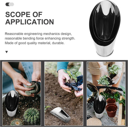 GANAZONO Stainless Steel Soil Scoop Set 3pcs Plant Soil Scoop Bonsai Flower Planting Shovel Cup for Potting Transplanting Weeding Succulent Garden Tasks