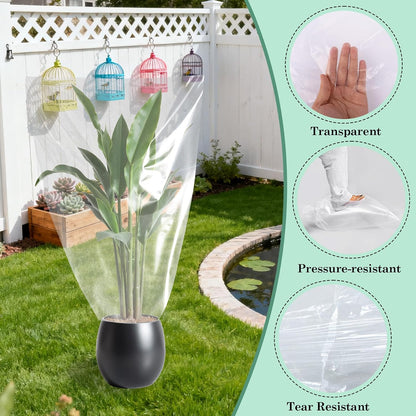 10 Pcs Winter Plant Covers Freeze Protection, Thickened PE Clear Film Cover, Waterproof Plant Shelter Bag for Outdoor Potted Plants Trees Shrub Rain Frost Protection（27.5×43.3 Inch）