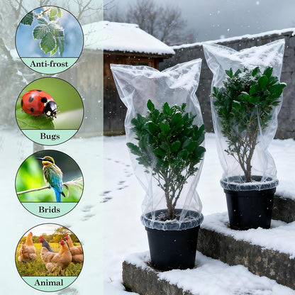 10 Pcs Winter Plant Covers Freeze Protection, Thickened PE Clear Film Cover, Waterproof Plant Shelter Bag for Outdoor Potted Plants Trees Shrub Rain Frost Protection（27.5×43.3 Inch）