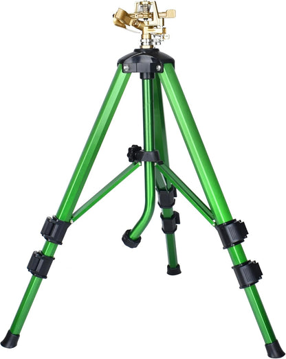 2Pack-Impact Sprinkler on Tripod Base, Heavy Duty Lawn Sprinkler 360° Coverage, Large Area Irrigation Sprinkler for Garden & Yard, Adjustable Height 16-37 Inch with Stable Base (2) CWS105201D-2