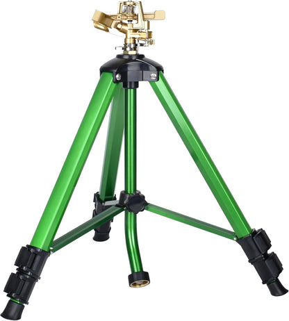 2Pack-Impact Sprinkler on Tripod Base, Heavy Duty Lawn Sprinkler 360° Coverage, Large Area Irrigation Sprinkler for Garden & Yard, Adjustable Height 16-37 Inch with Stable Base (2) CWS105201D-2