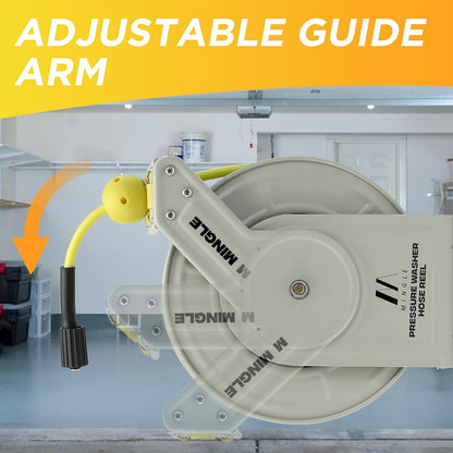 1/4"×60ft Retractable Pressure Washer Hose Reel, 3600 PSI