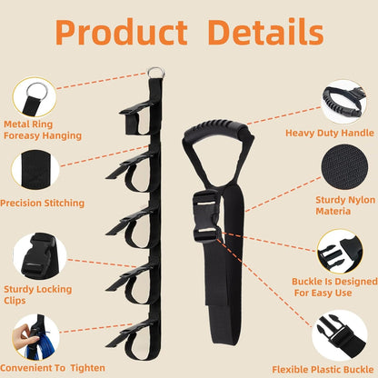 Extension Cord Organizers, 3PCS Storage Garage Extension Cord Holder,1 Pcs with 5 Slots Organizerand 2 pcs Multifunction Heavy Duty Strong Handles Carrys straps for Cables, Hoses and Ropes