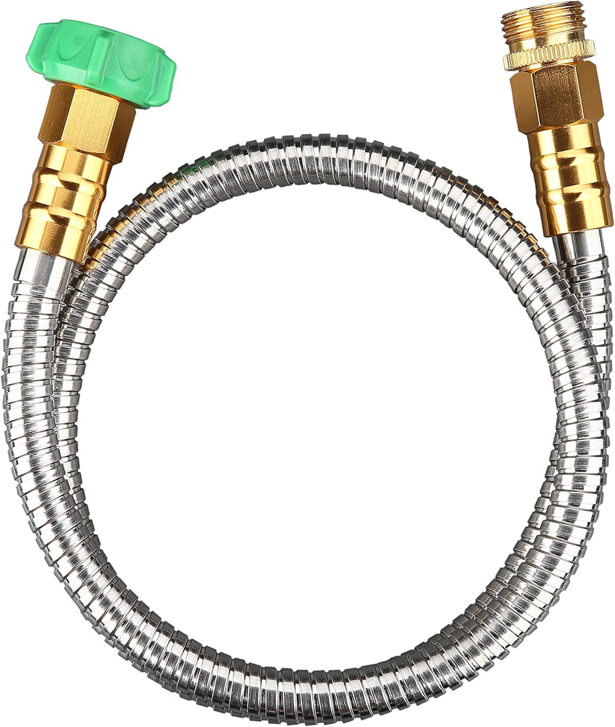 50 ft Metal Garden Hose, Solid Brass Fittings, 304 Stainless Steel Heavy Duty, No-Leak & Kink Free, Brass Garden Hose Nozzle Flexible for Yard, RV, Pet Bath, Outdoor Garden
