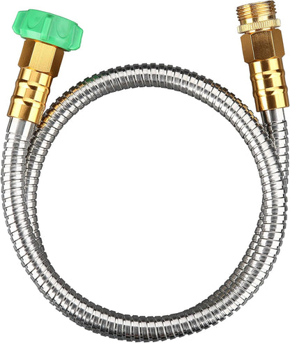 50 ft Metal Garden Hose, Solid Brass Fittings, 304 Stainless Steel Heavy Duty, No-Leak & Kink Free, Brass Garden Hose Nozzle Flexible for Yard, RV, Pet Bath, Outdoor Garden