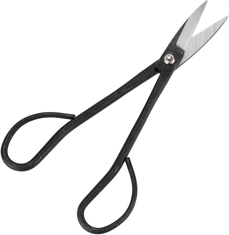 Bonsai Scissor,Stainless Steel Garden Bonsai Scissors Shear Root Branch Trimming Pruning Tools For Dense Foliage, Long Micro-Tip Blades 190mm (Black)