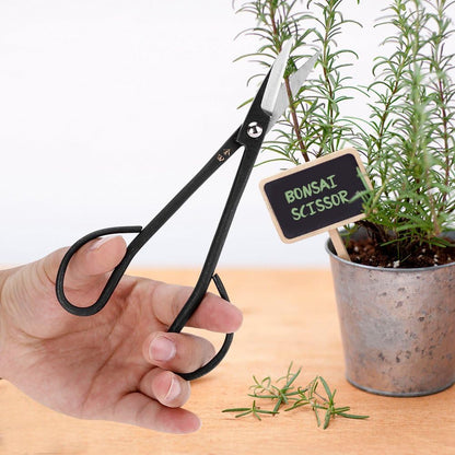 Bonsai Scissor,Stainless Steel Garden Bonsai Scissors Shear Root Branch Trimming Pruning Tools For Dense Foliage, Long Micro-Tip Blades 190mm (Black)
