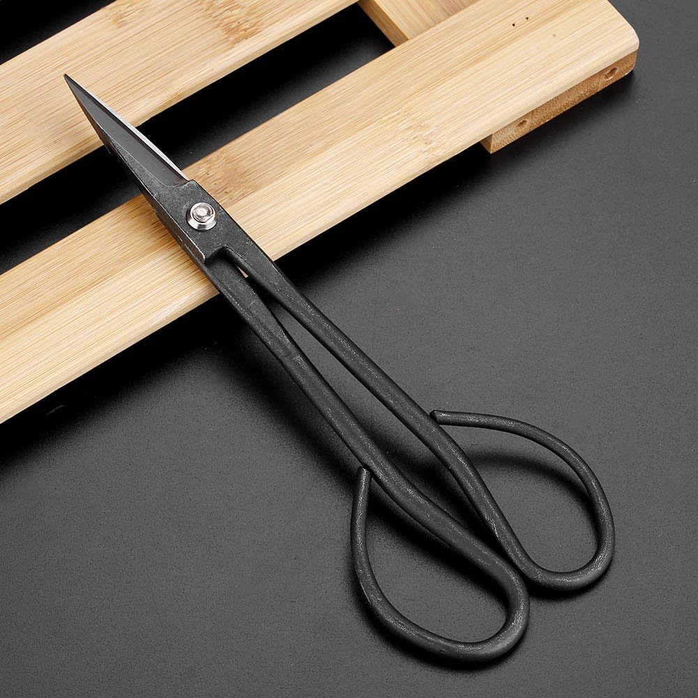 Bonsai Scissor,Stainless Steel Garden Bonsai Scissors Shear Root Branch Trimming Pruning Tools For Dense Foliage, Long Micro-Tip Blades 190mm (Black)