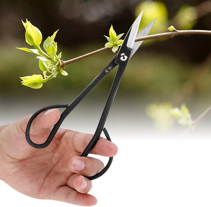 Bonsai Scissor,Stainless Steel Garden Bonsai Scissors Shear Root Branch Trimming Pruning Tools For Dense Foliage, Long Micro-Tip Blades 190mm (Black)