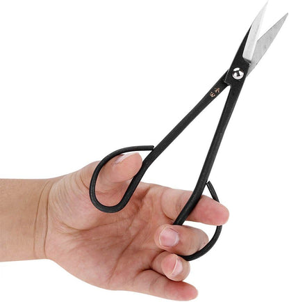 Bonsai Scissor,Stainless Steel Garden Bonsai Scissors Shear Root Branch Trimming Pruning Tools For Dense Foliage, Long Micro-Tip Blades 190mm (Black)